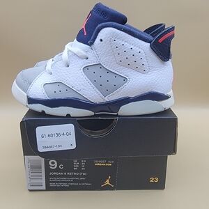 2018 Nike Air Jordan 6 Retro TD Tinker Toddler's Shoes Size 9C White Red Blue